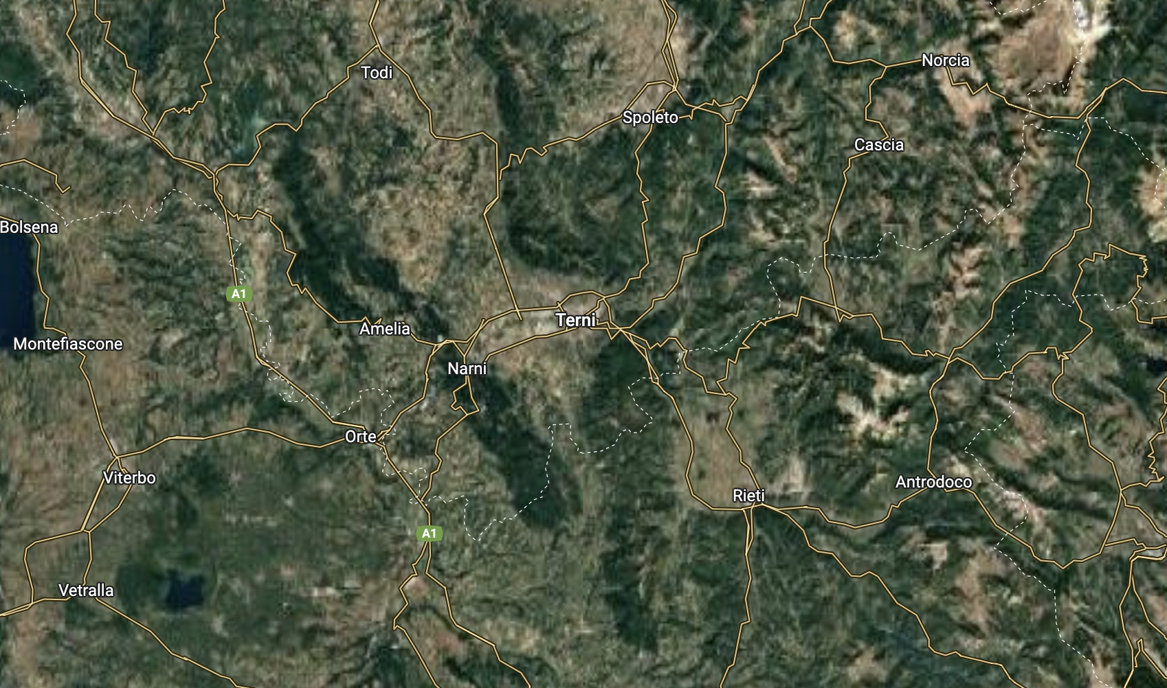 Zona di ritrovamento del disperso (foto Google Maps - www.fungocenter.it)