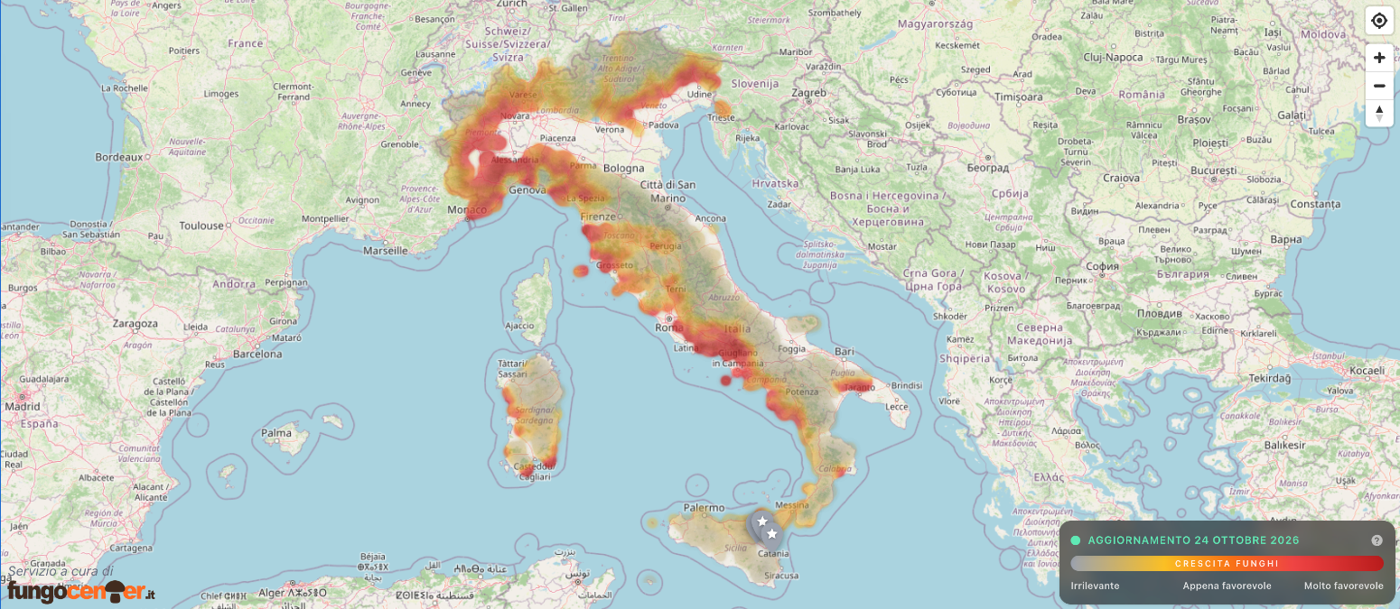 La mappa di Meteo Funghi diventa più precisa: 2.187 punti, solo nei boschi, e la quota finalmente conta - 