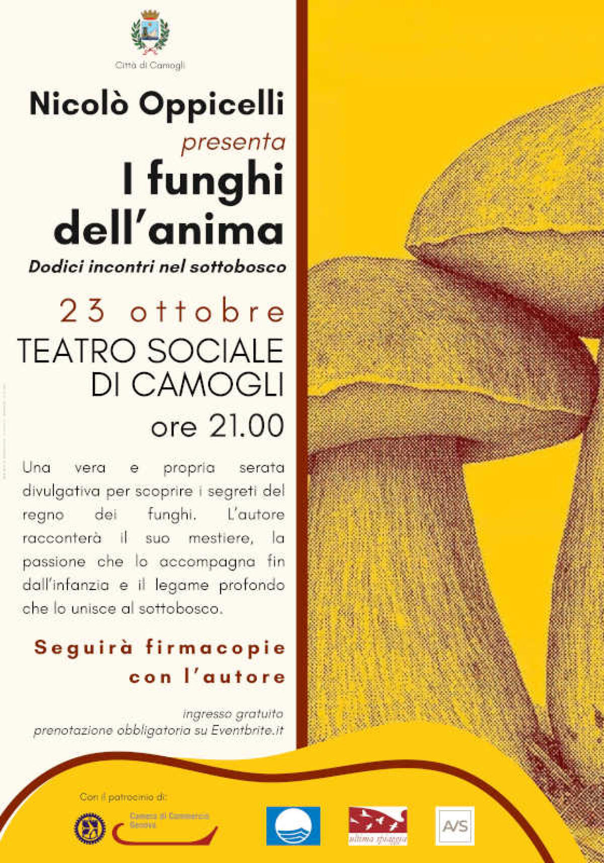 I funghi dell'anima: Nicolò Oppicelli presenta la serata divulgativa a Camogli il 23 ottobre - 